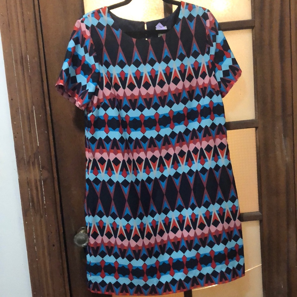 J. Crew geometric print shift dress